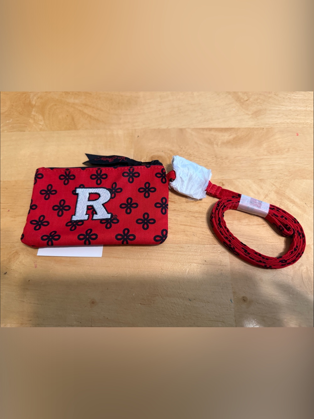 Vera Bradley Red Rutgers Wristlet Card Holder with Removable Strap